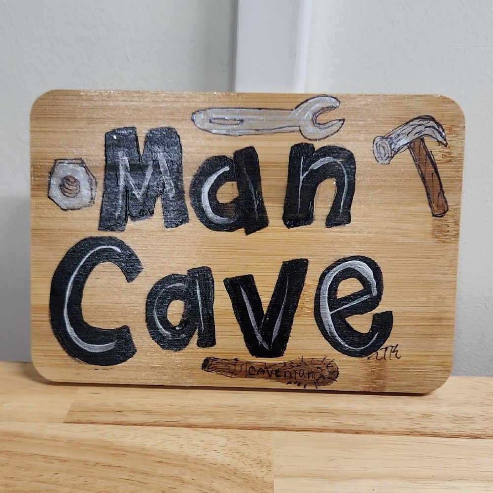 Man Cave Wooden Sign 6 X 9 Inch Wall Art Father's Day